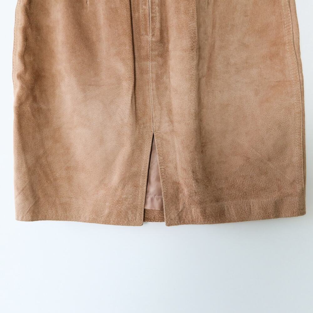 Vintage Tan Suede Pencil Skirt Copper Key 5 - Picture 12 of 15